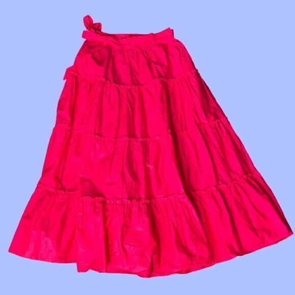 Jason Wu Designer Tiered Belted Side Zip Midi Skirt in Hot Pink. Size Small. New - Picture 2 of 15
